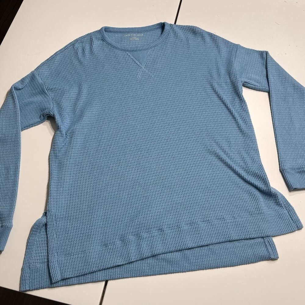 American Eagle Long Sleeve Blue Waffle Knit Medium